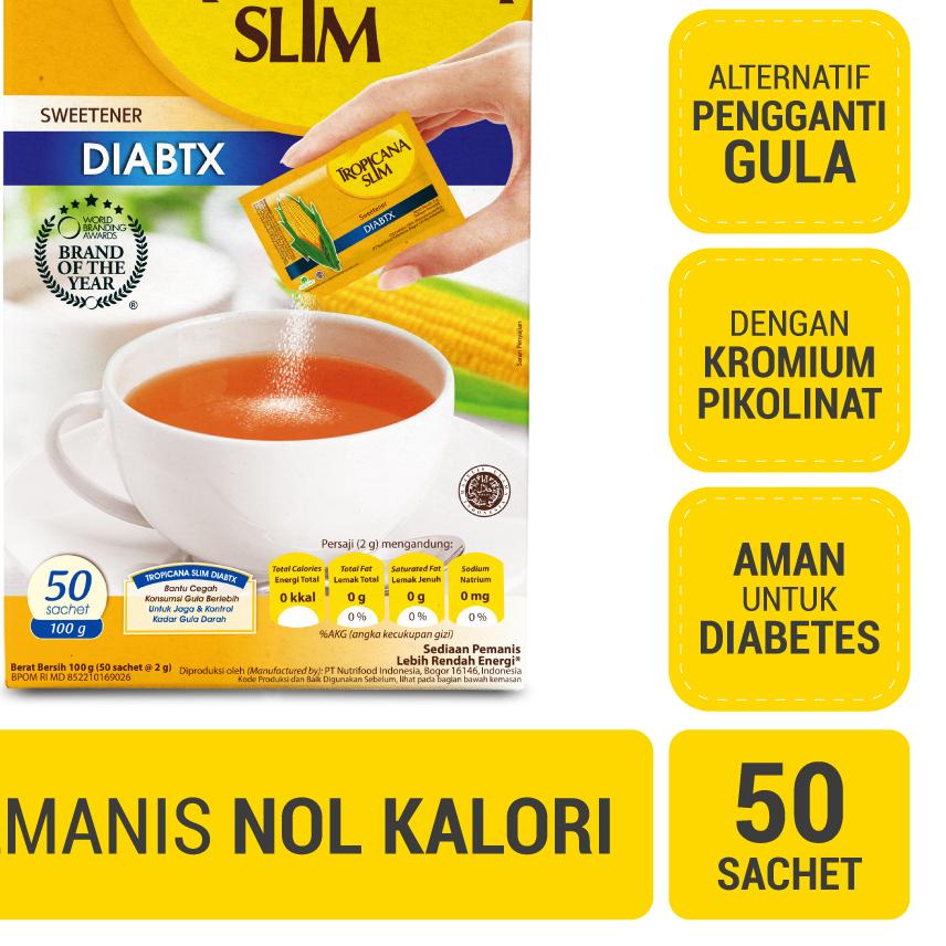 

✪ Tropicana Slim Sweetener Diabtx 50 Sachet - Pemanis untuk i ➳
