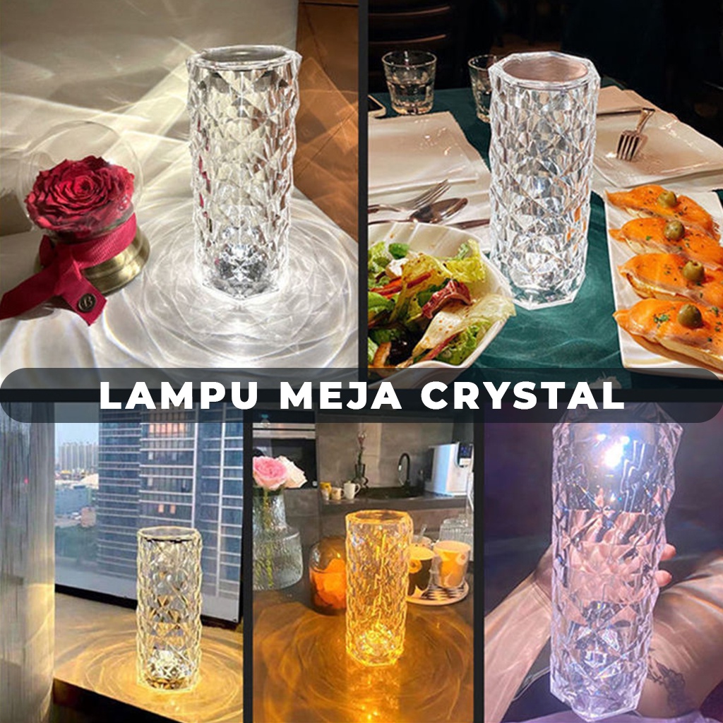 Lampu Meja Crystal Tombol Sentuh Led Aesthetic USB Charger Lampu Tidur Hias Romantic Tumblr Lamp Portable Mewah Lampu Tumbler Kristal |GROSIRXPRESS