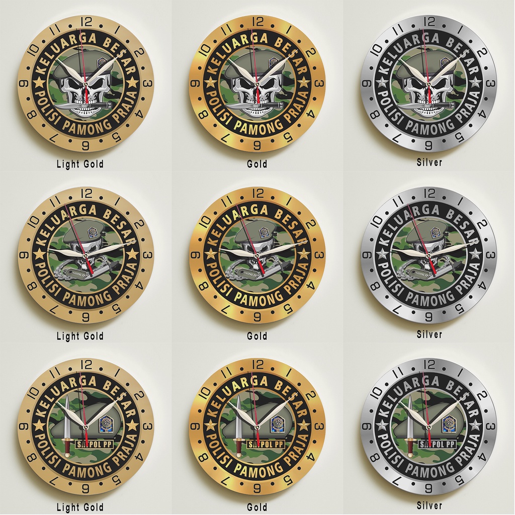 Jam Dinding Unik Keluarga Besar Polisi Pamong Praja (POL PP) - Kayu Karakter D30cm (Special Edition)