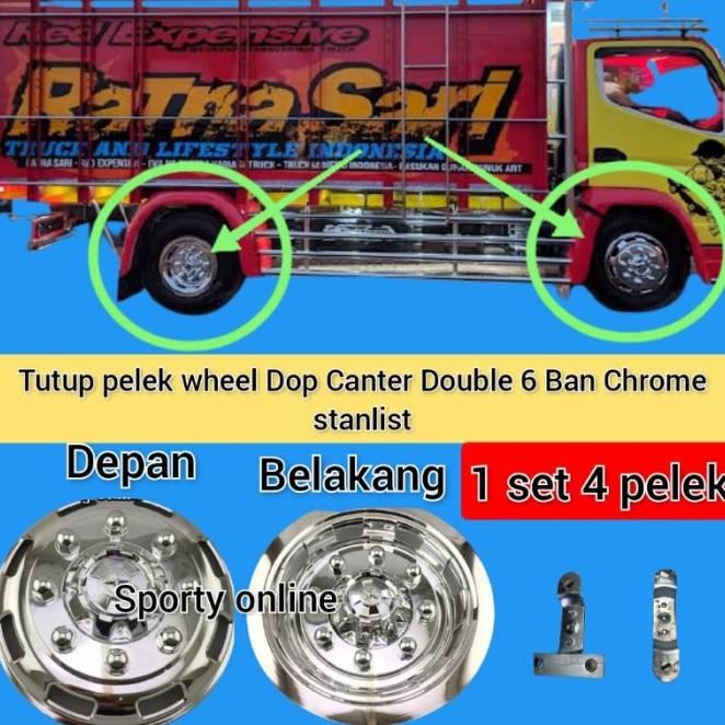 Tutup Pelek Wheel Dop Cover Pelek Truk Canter Double 6Ban Chrome Depan