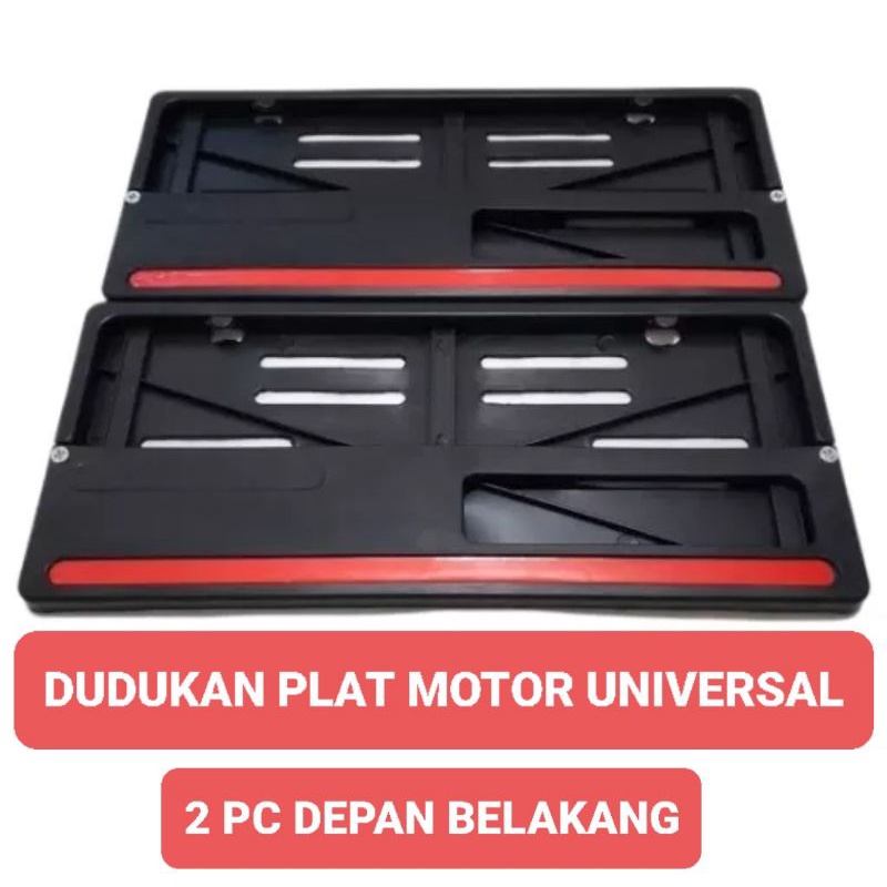 Tatakan Tempat Dudukan Plat Nomor Motor List Merah Universal