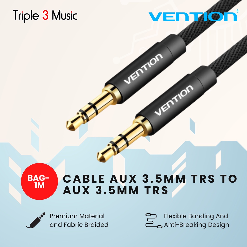 Vention [BAG 1M] kabel Audio Aux 3.5mm Kabel pengganti headphone