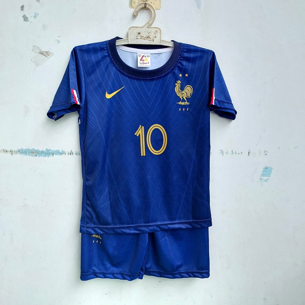 setelan jersey bola prancis/jersey bola negara prancis/baju bola setela mbappe anak