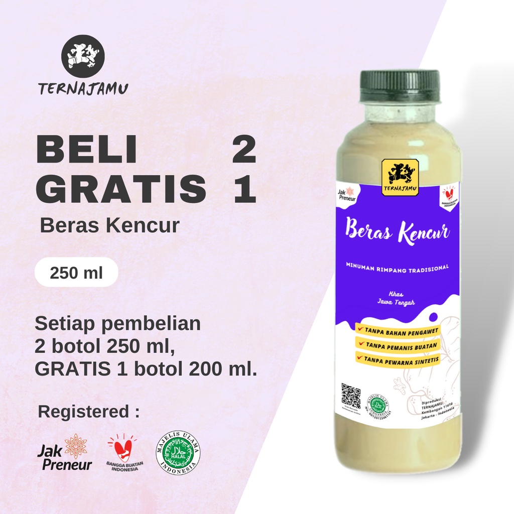 

Jamu Beras Kencur / Minuman Beras Kencur Asli Herbal Tradisional 250 ml - TERNAJAMU