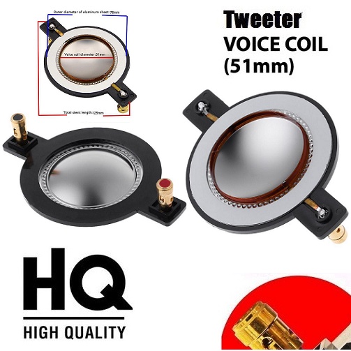 Spul Tweeter Titanium 51mm / Spol Tweter Twiter Voice Coil Compression Driver Binding Post Plate