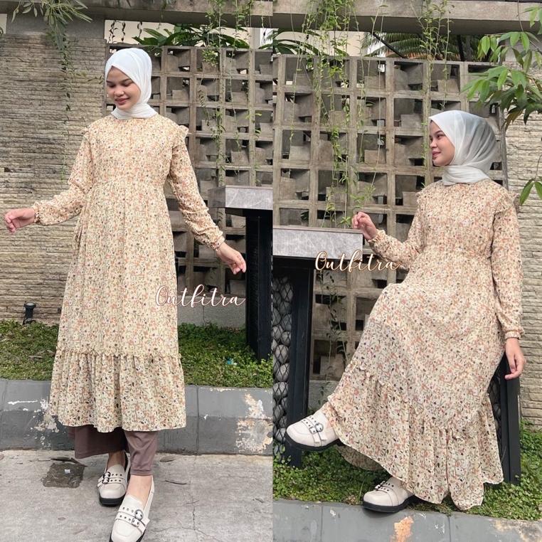 READY STOCK T27 [COD] Tunik Ceruty Babydoll motif bunga busui friendly - Midi Dress ceruti kembang -