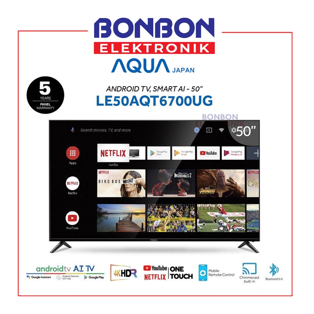 AQUA Smart Android TV 50 Inch 50AQT6700UG / AQT6700 Google Assistant