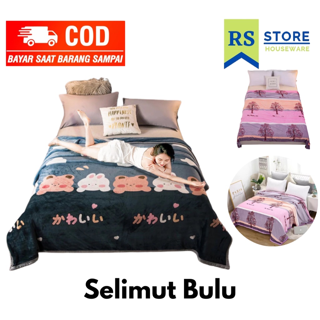 selimut bulu halus lembut karakter lucu anak anak dewasa bayi baby tebal kintakun bed cover aesrheti