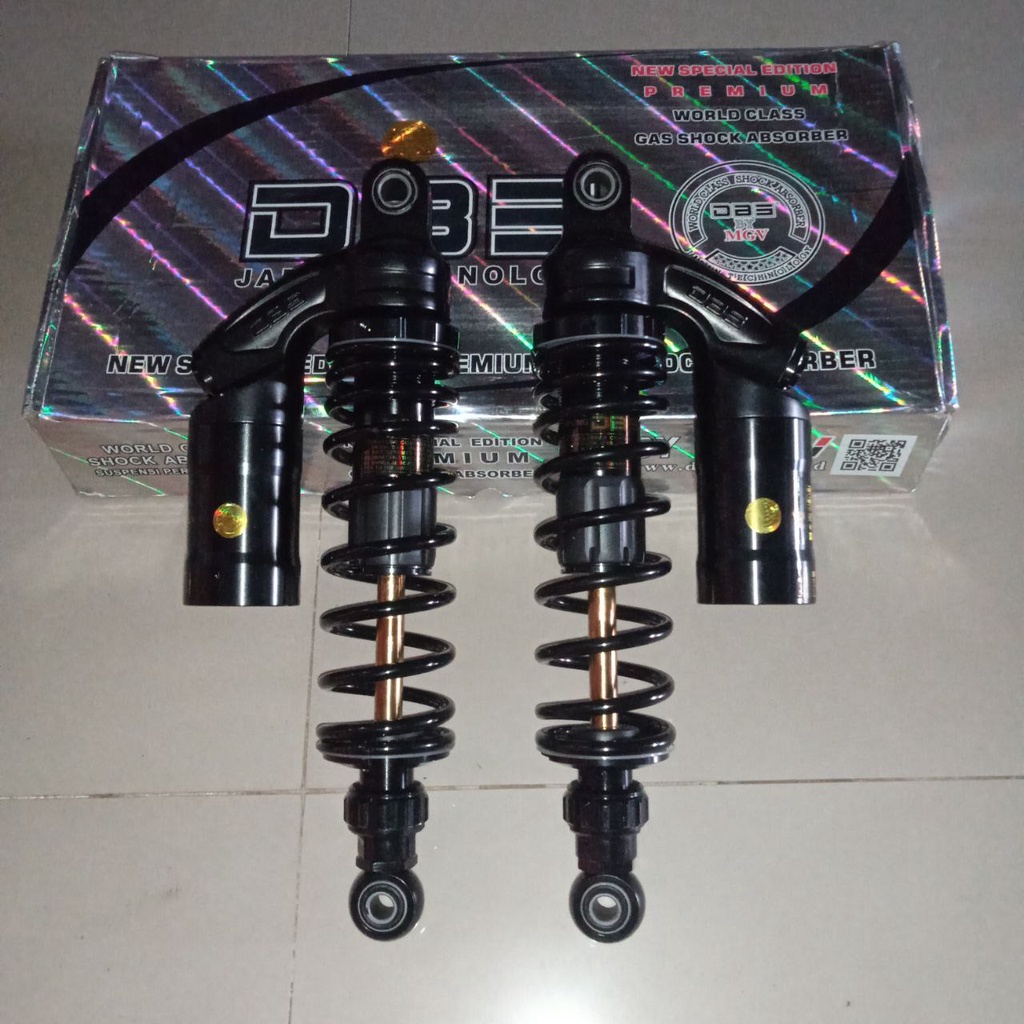 Shock skok tabung klik CB, GL, Mega Pro, Tiger 320 mm DBS hitam as gold set