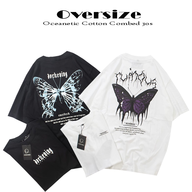 [Ready] Baju Kaos Butterfly Pria Dan Wanita Oversize Distro Bandung Best Seller + Gratis Stiker