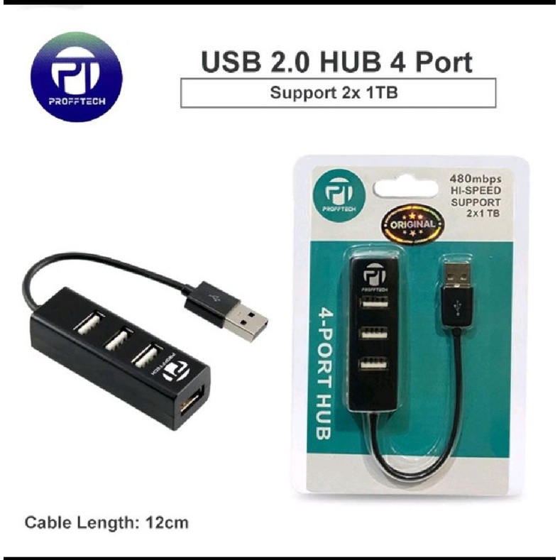 Usb Hub 4 Port Profftech 480Mbps Hi-Speed Support 2x1 TB