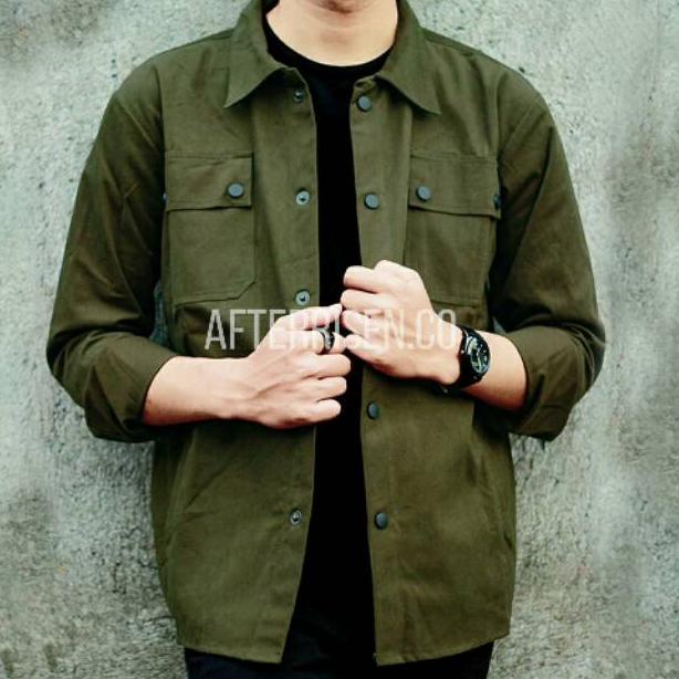 Jaket semiparka pria hijau army / Semi parka  - Semi parka hijau army - Field jaket HARGA TERMURAAH