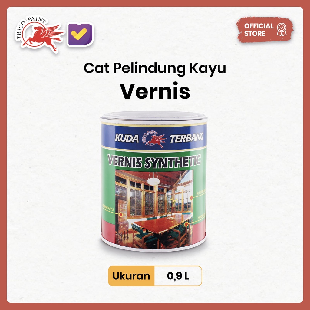 Cat Kuda Terbang - Cat Vernis ( Finishing Kayu ) - 0,9Lt - Cat Kayu &amp; Besi