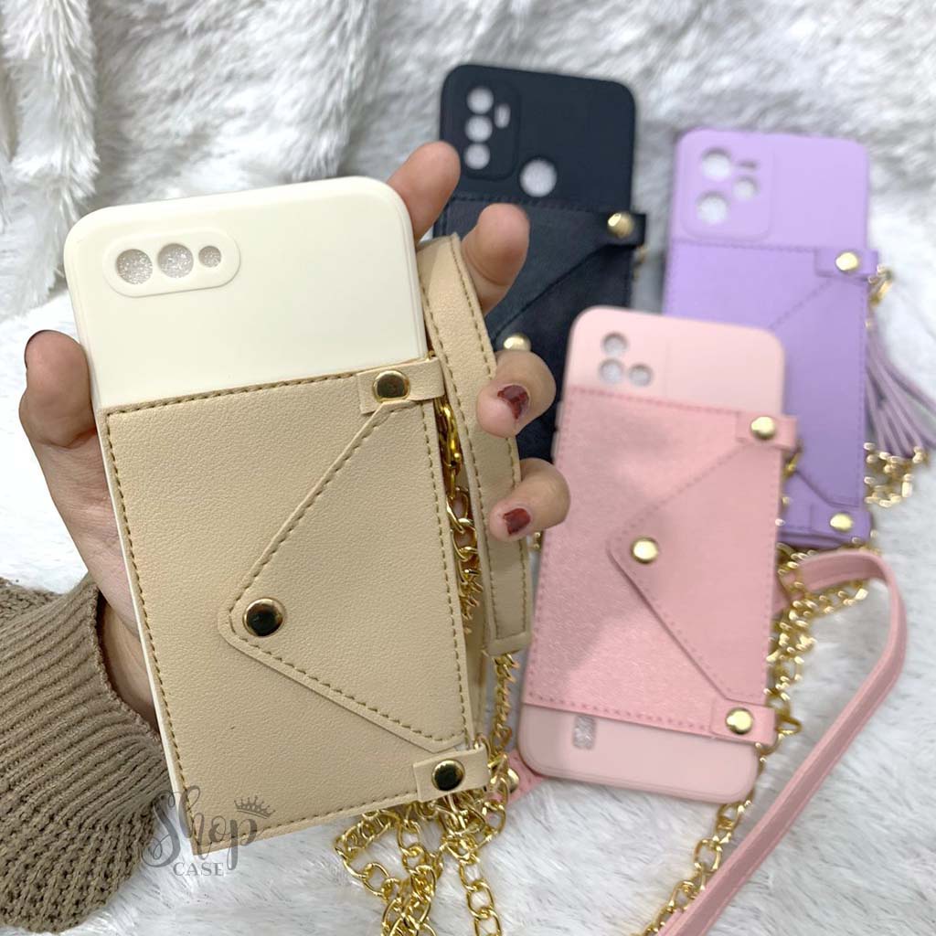 Case dompet + Tali sling rantai Iphone 6 7/8 7+/8+ 6+ X/XS XR XS MAX 11 11 PRO 11 PRO MAX 12 12 PRO 