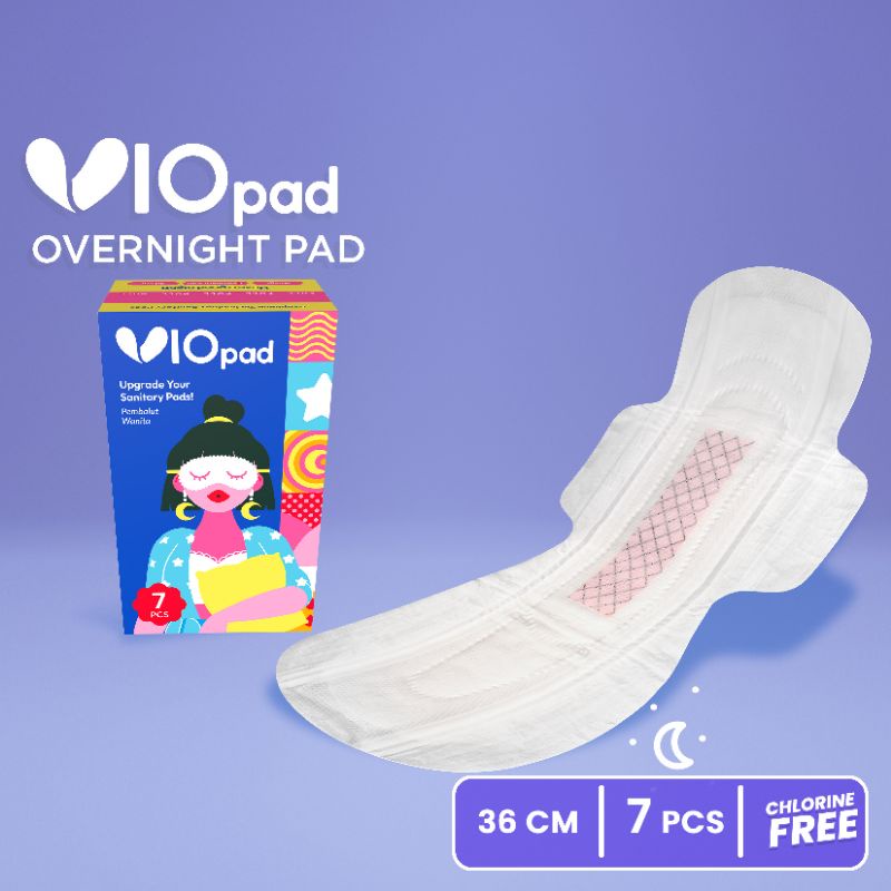 Vio Pads '7S Sanitary Napkins Overnight Pad Pack pembalut 36 cm anti iritasi dan bocor dengan 3d leak guard