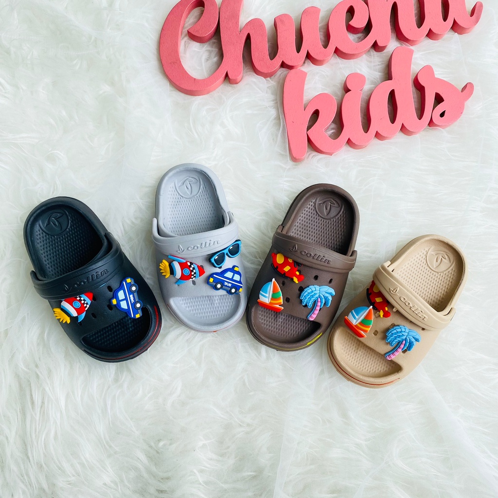 Sandal Anak Laki Laki Slop Usia 0 1 2 Tahun Sandal karet anak cowok motif roket