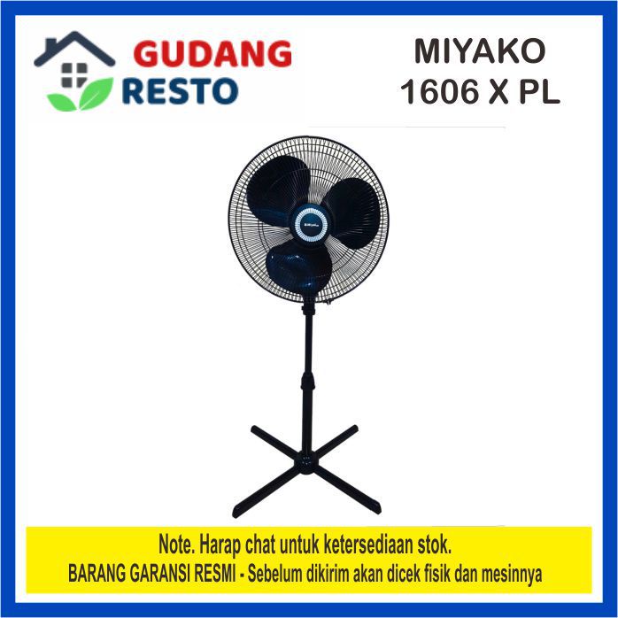 MIYAKO KAS 1606 X PL KIPAS ANGIN / BERDIRI STAND FAN KAS 1606X PL KAS1606 XPL KAKI SILANG WARNA HITAM / BLACK