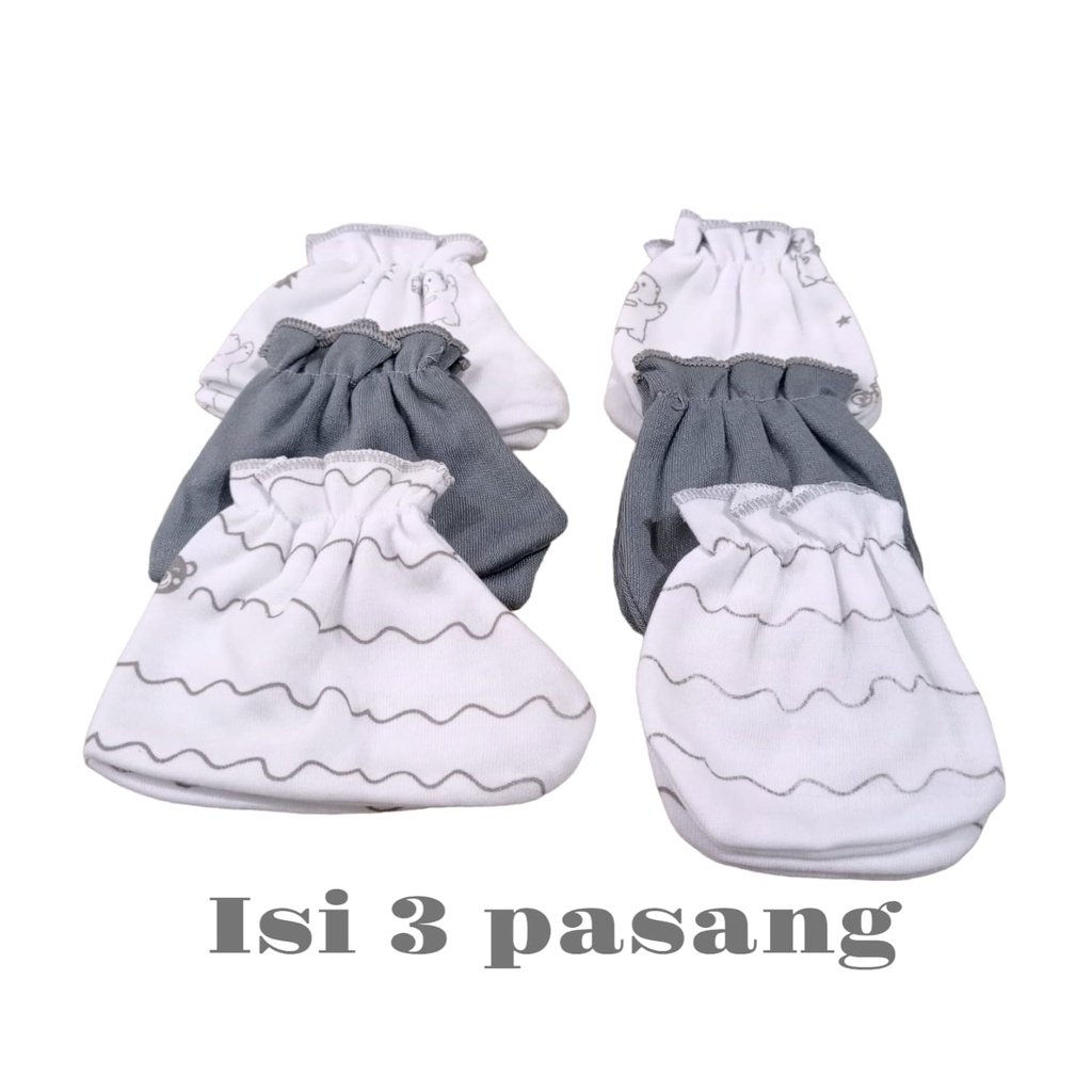 3 pcs/set Sarung Tangan dan Kaos Kaki Bayi Grey Series Abu