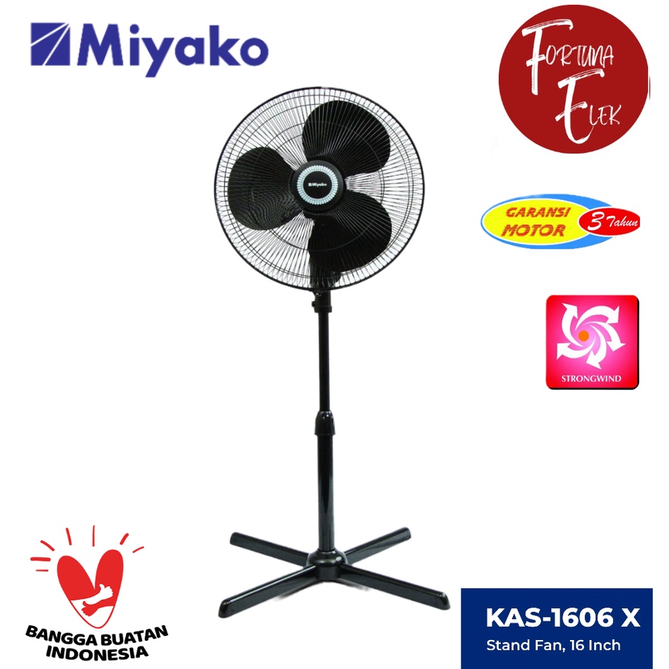 Miyako Stand Fan 16 Inch KAS 1606 X - Warna Hitam