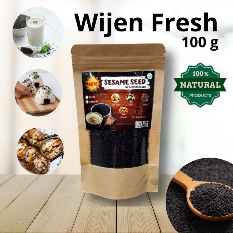 

Wijen hitam 100 gram Wijen hitam Black sesame Wijen Wijen hitam Biji wijen hitam Wijen Wijen sangrai Black sesame seed