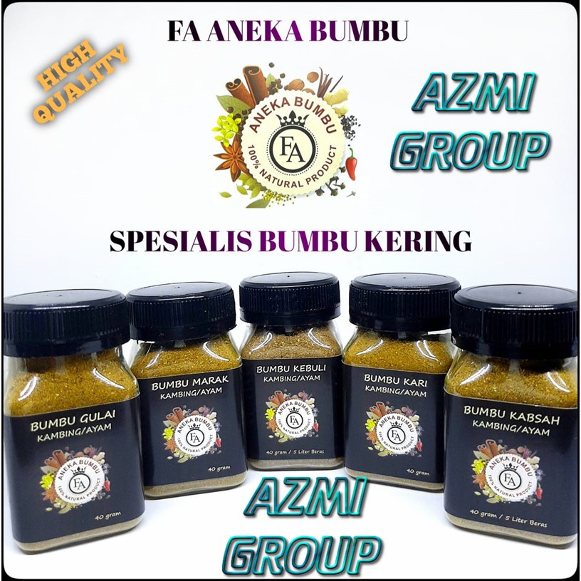 Bumbu FA 40gr  bumbu kari, bumbu kabsah, bumbu Marak untuk 5liter beras dan 5 liter daging no MSG