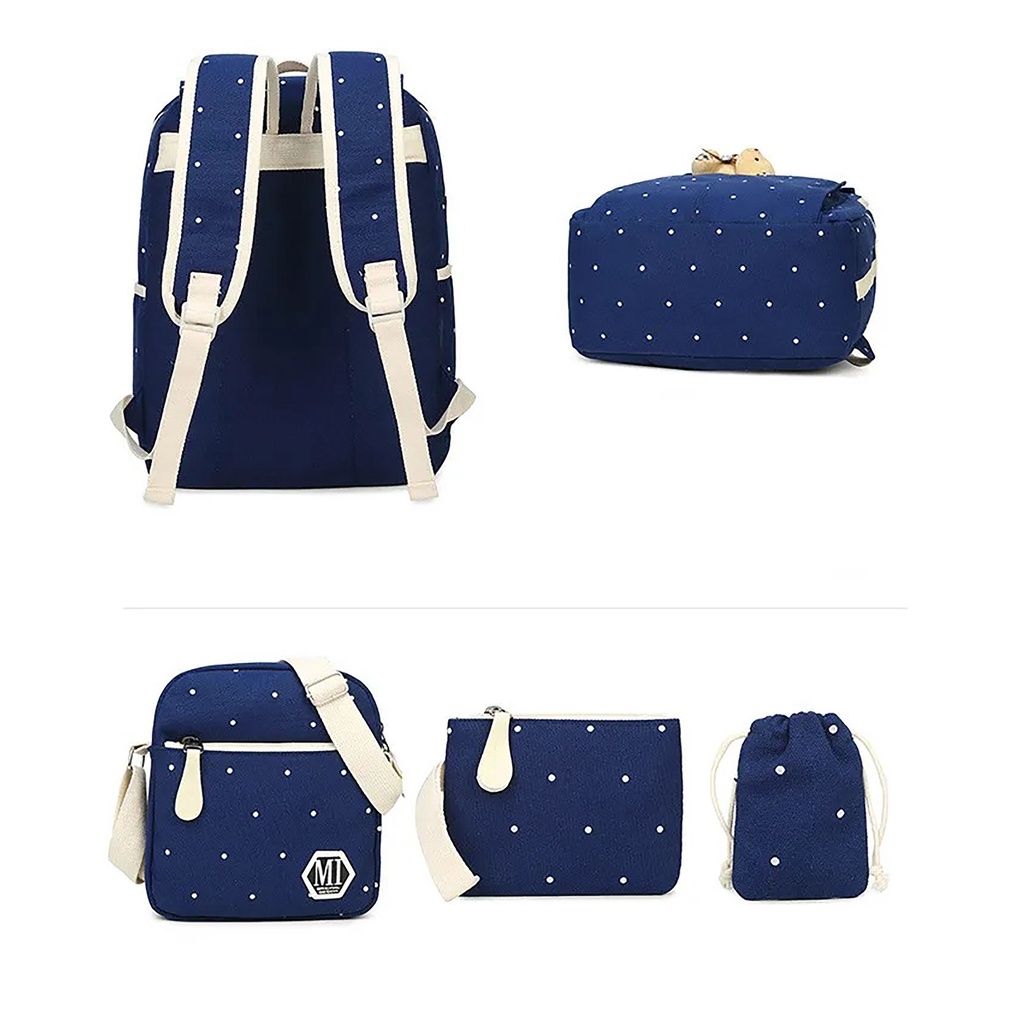 SALE Tas Ransel Anak Sekolah Karakter Motif Polkadot Set 2in1 Beli 1 Dapat 2