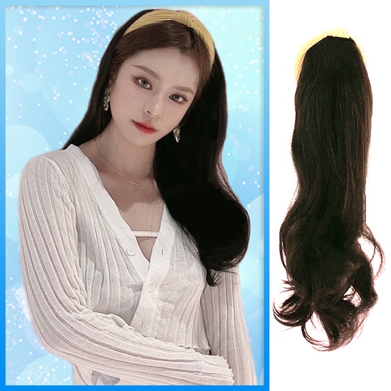 Wig Bando Cantik Simple dan Praktis Wanita Korean Version Panjang Bergelombang dan Lurus / Wig Bando Lucu Women Long Curly