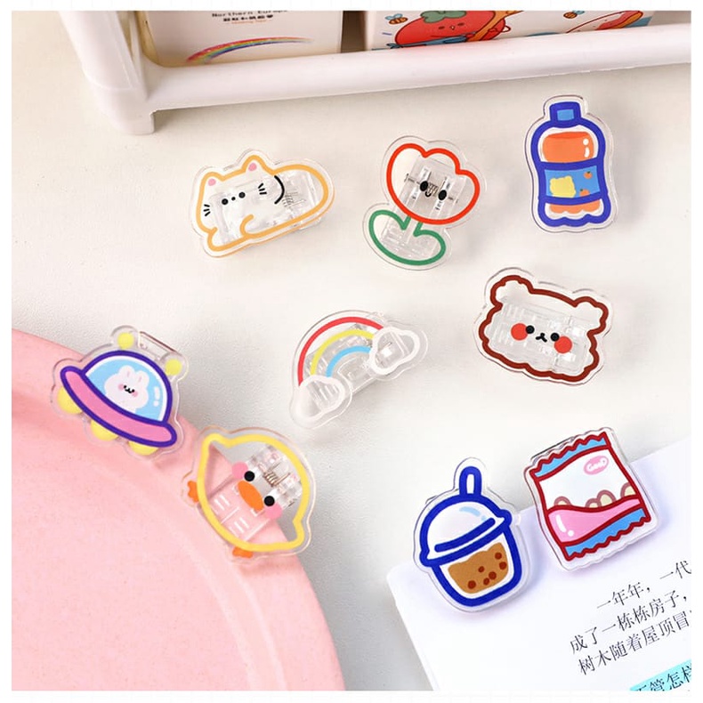 Penjepit Kertas  Paper Clip Transparant Motif Lucu / Paper Clip Akrilik Karakter Kartun Bear Lucu Penjepit Beruang