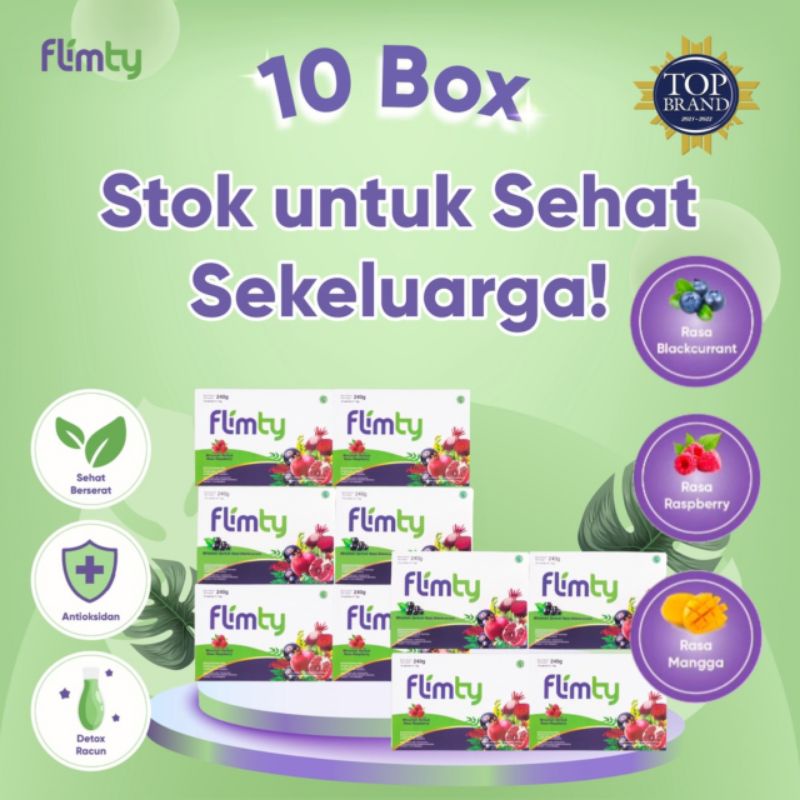 FLIMTY FIBER 10 BOX - PAKET HEMAT &amp; SEHAT Ready 3 Rasa Blackcurrant / Raspberry / Mangga