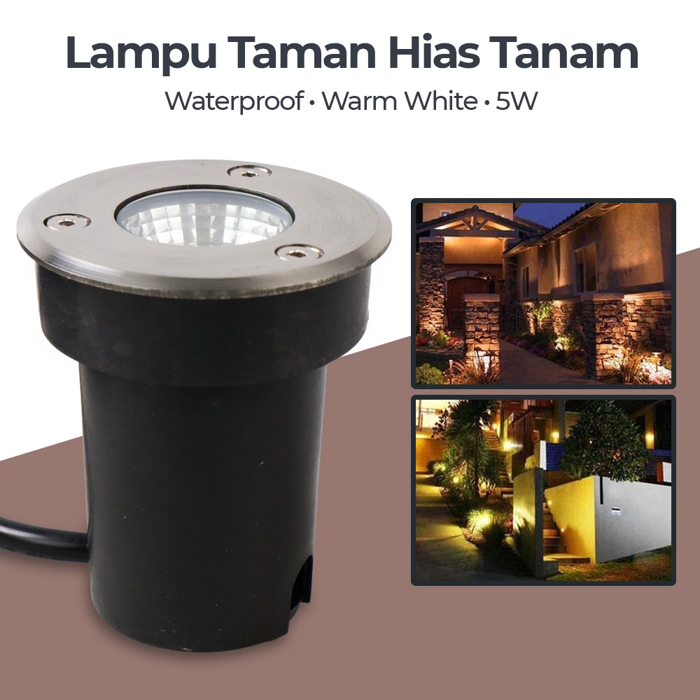 Lampu Taman Hias Ground Light Waterproof Warm White 3000K 5W - JLG-1W - Black