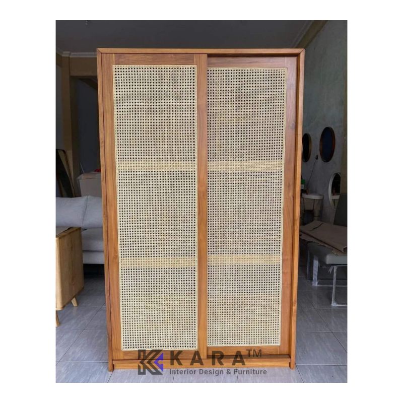 Lemari Pakaian Pintu Sliding Anyaman Rotan / Wardrobe / Walk in Closet