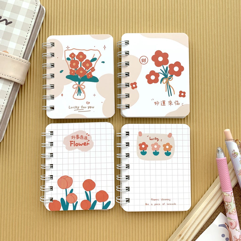 

NOTEBOOK BUKU TULIS CATATAN MINI SPIRAL GARIS MOTIF BUNGA CANTIK AESTHETIC LUCU UNIK