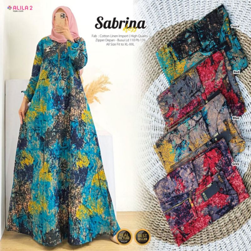 Sabrina dress by alila hijab cloth / maxy dress motif / gamis cotton linen import
