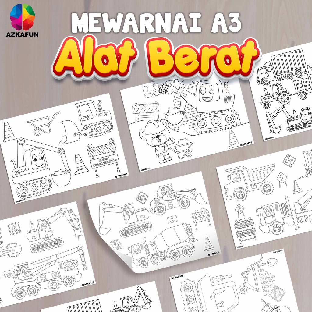 

Kertas Mewarnai A3 ALAT BERAT - Mewarnai anak back to school