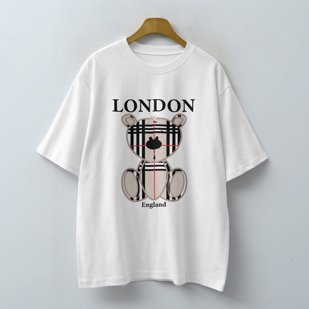 Kaos Cotton Combed London Bear - Korean Style Tshirt - Clothing Wanita Dan Pria Terbaru