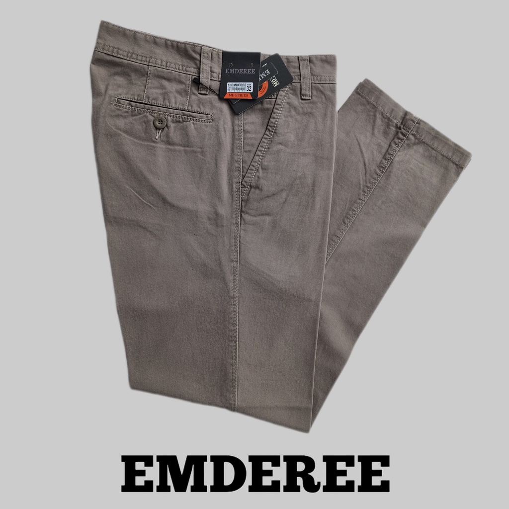 EMDEREE Celana Panjang Reguler Formal Pria 100 % Original Bahan Katun Kanvas Kualitas Distro Mall CA