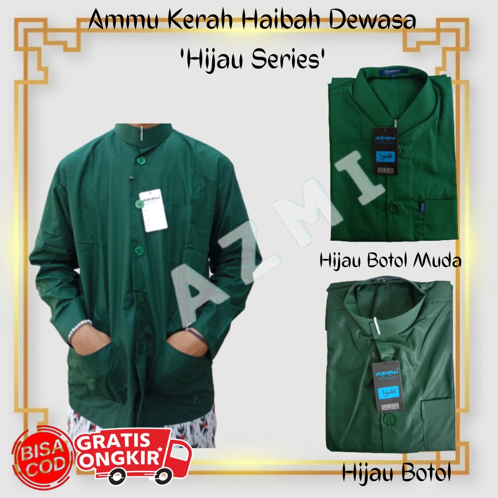 Promo Baju Koko Ammu Haibah Dewasa Original Hijau Botol Muda Termurah!!!