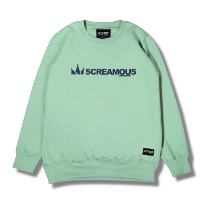 Cn Screamous | Sweater Pria Wanita Crewneck Screamous Silple Hijau Mint Army