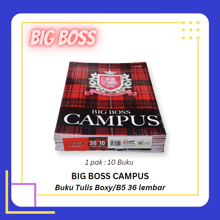 

BIG BOSS Buku Tulis Boxy Campus BigBoss B5 Isi 36 lembar 1 pak - 10 buku