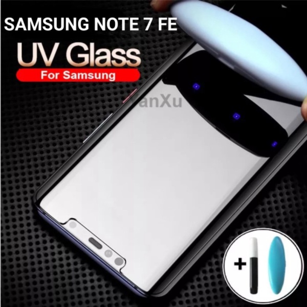 Unik TEMPERED GLASS UV SAMSUNG NOTE 7 FE FULL LEM DOME GLASS FULL HD Murah