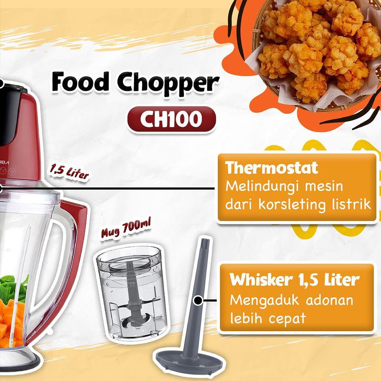 Chopper Blender Mitochiba New CH100 kapasitas 1.5 Liter