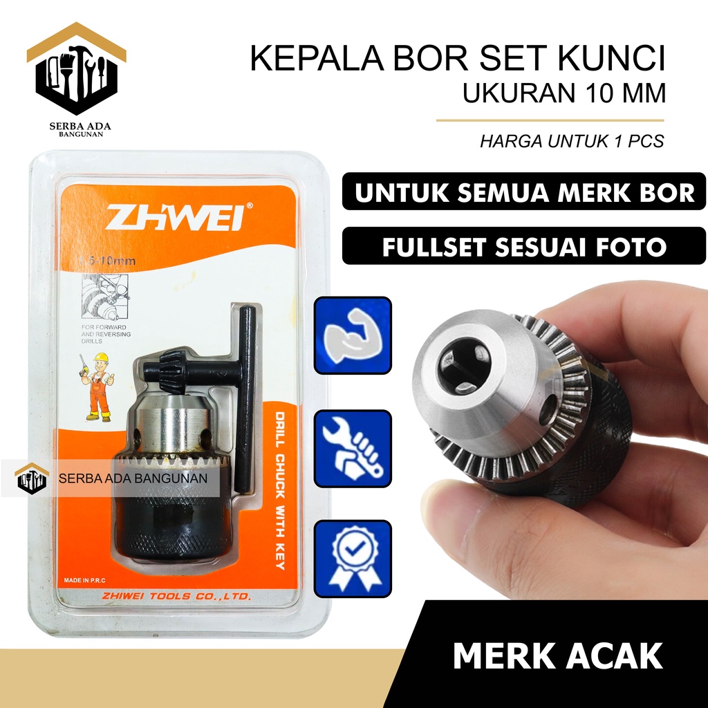 KUNCI + KEPALA BOR / DRILL CHUCK WITH KEY 1.5 - 10 MM DAN 13MM /1 SET KOMPLIT