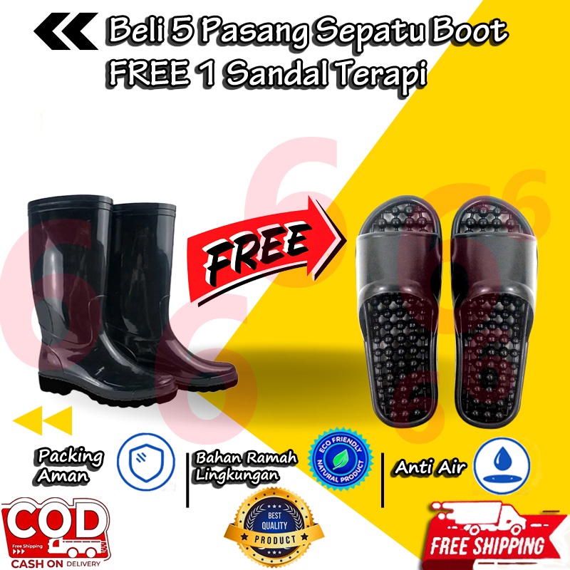 SEPATU BOOT PRIA WANITA KARET JEEP HITAM KERJA PROYEK ANTI AIR BAHAN PVC BOOTS MURAH