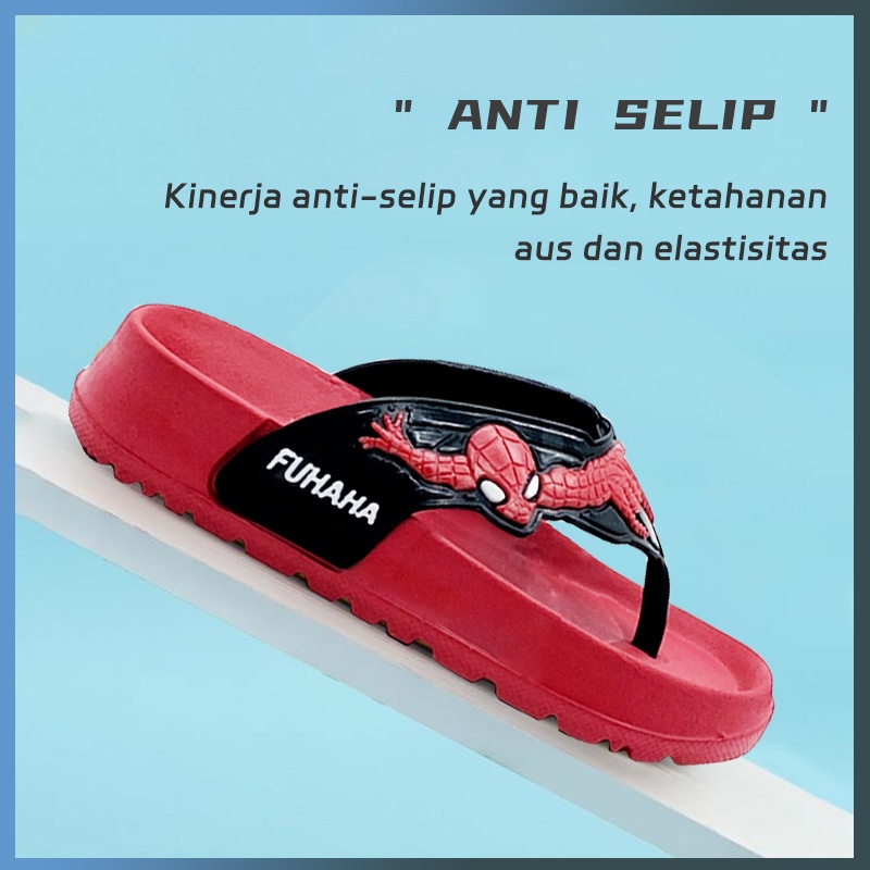 Sandal Superhero Sandal Jepit Anak Spider-Man Warna Solid Sandal Jepit Anak Laki-laki Karakter 2 - 9 tahun