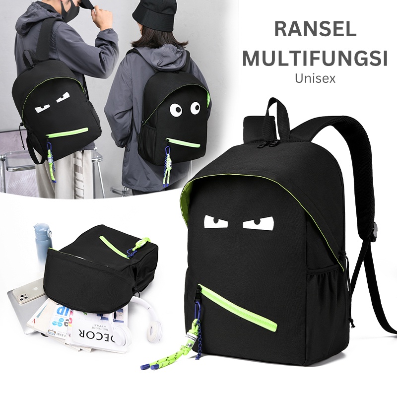 Mainland Tas Ransel Sekolah Cowok Backpack Eyes Character Ransel Gambar Mata Tas Laptop Multifungsi TR611