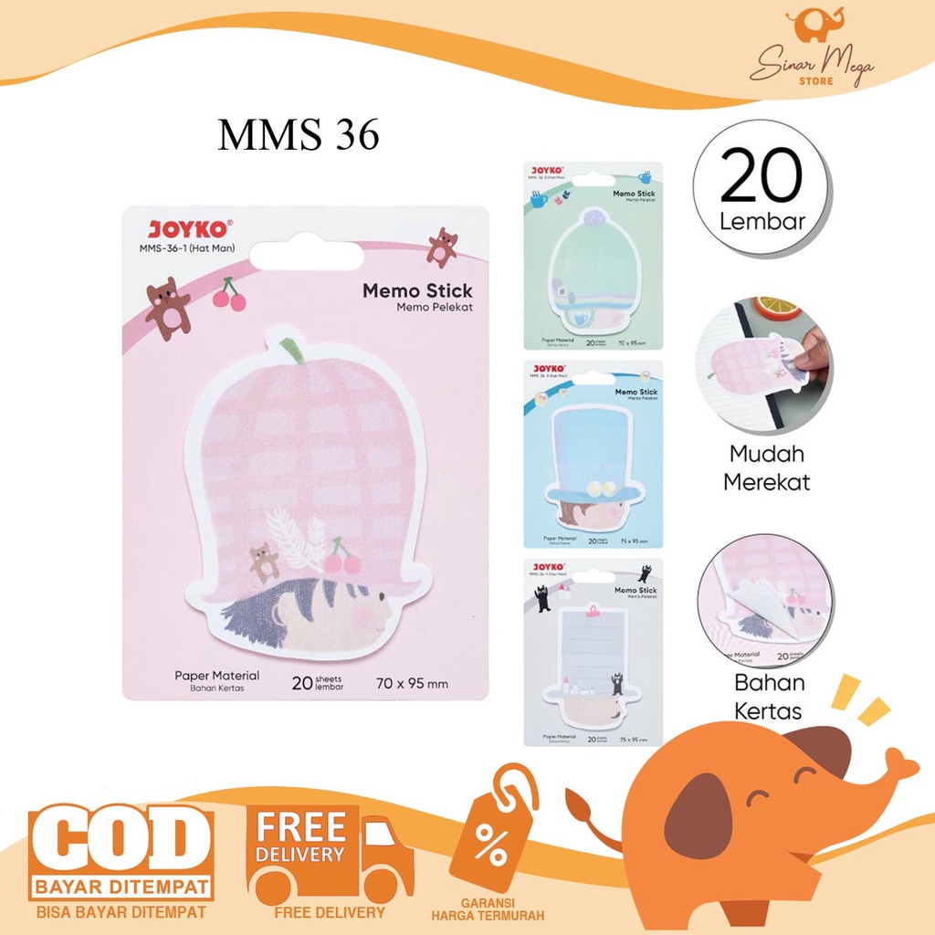 

Joyko Memo Stick Hat Man MMS 36 / Memo Sticky Notes Gambar Karakter Lucu Unik Murah Berkualitas