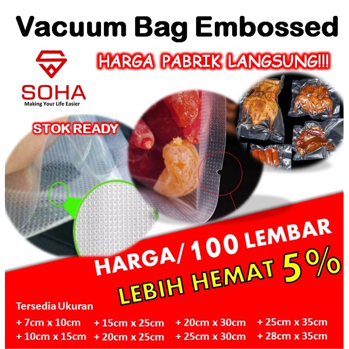 20x30 cm Plastik Emboss Vacum Vakum Makanan Embos