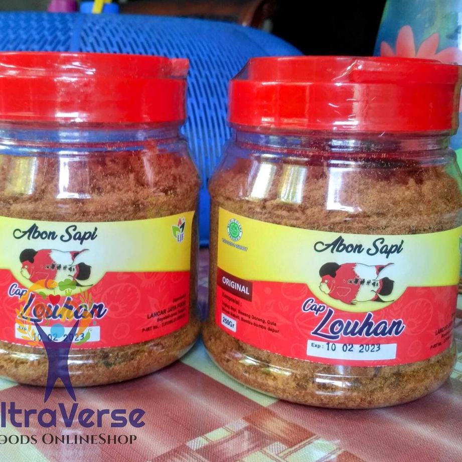 

♞ Abon Sapi cap Louhan 250 gr Toples HALAL Premium Enak ✤