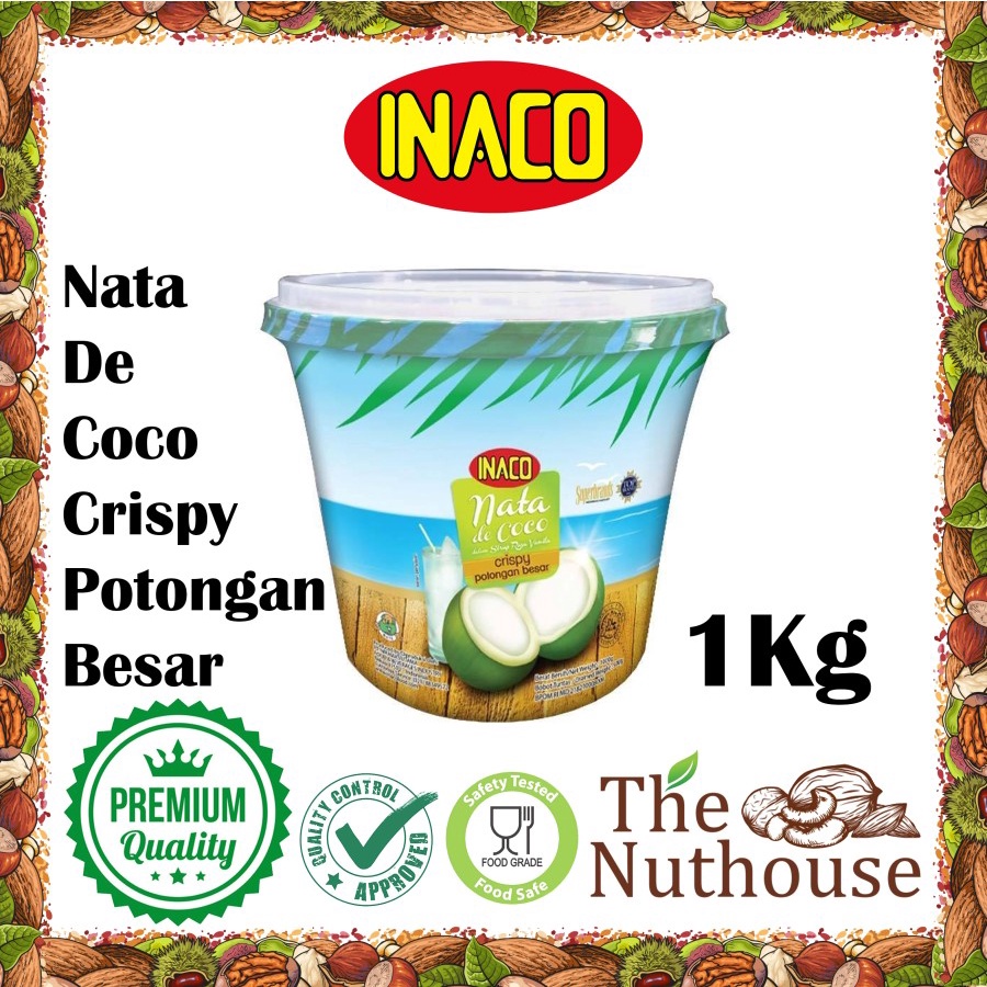 INACO Nata De Coco Crispy Big Cut 15mm / Potongan Besar 1 Kg [Halal]