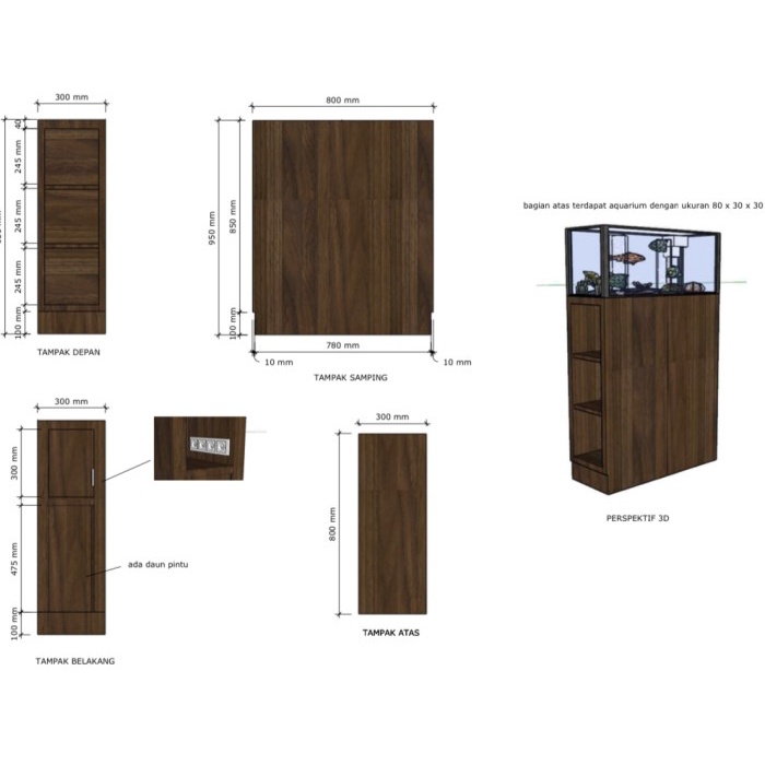 MEJA AQUARIUM KAYU JATI MINIMALIS